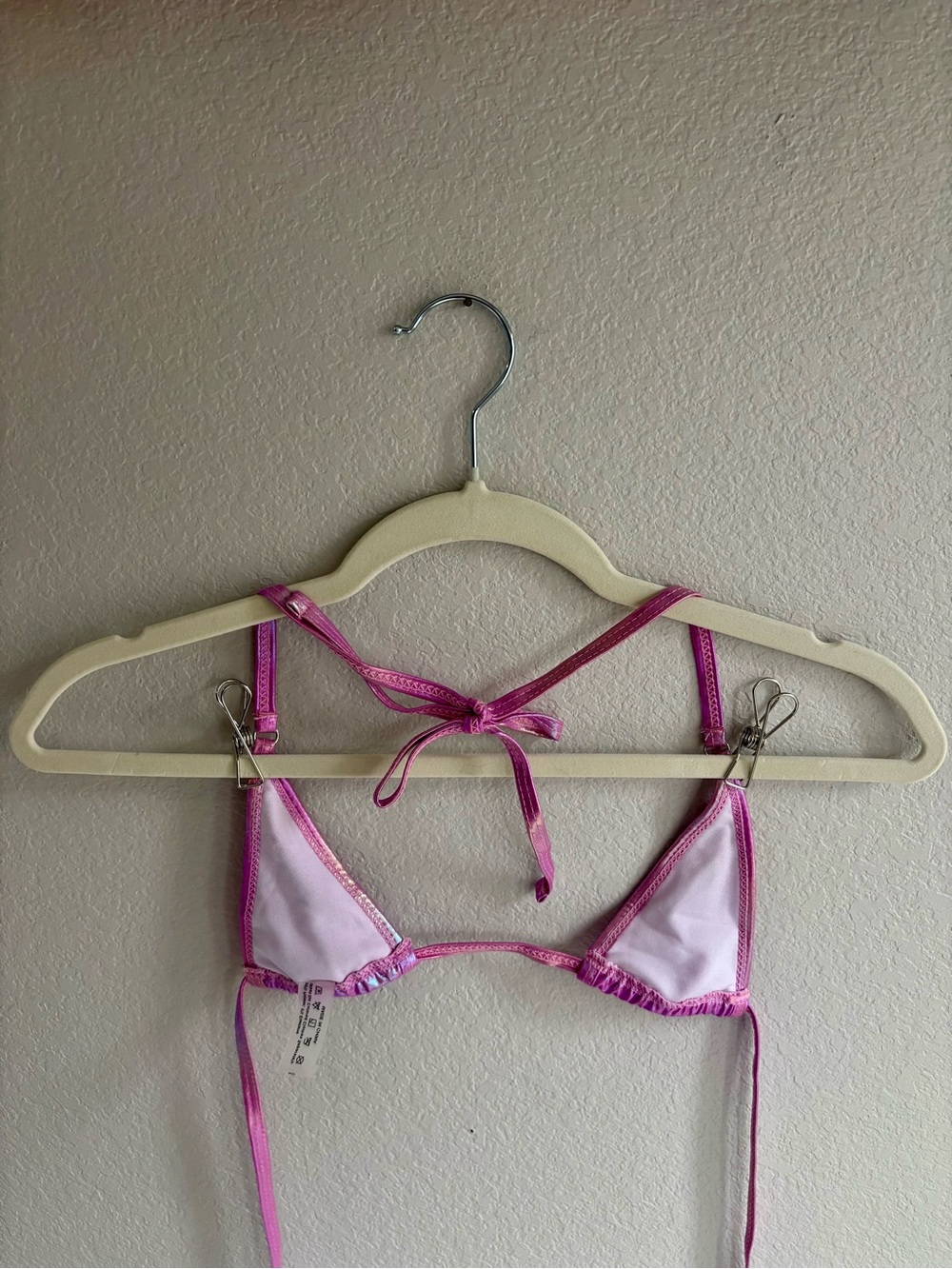 Pink Metallic Triangle Bikini Top - Picture 5 of 6